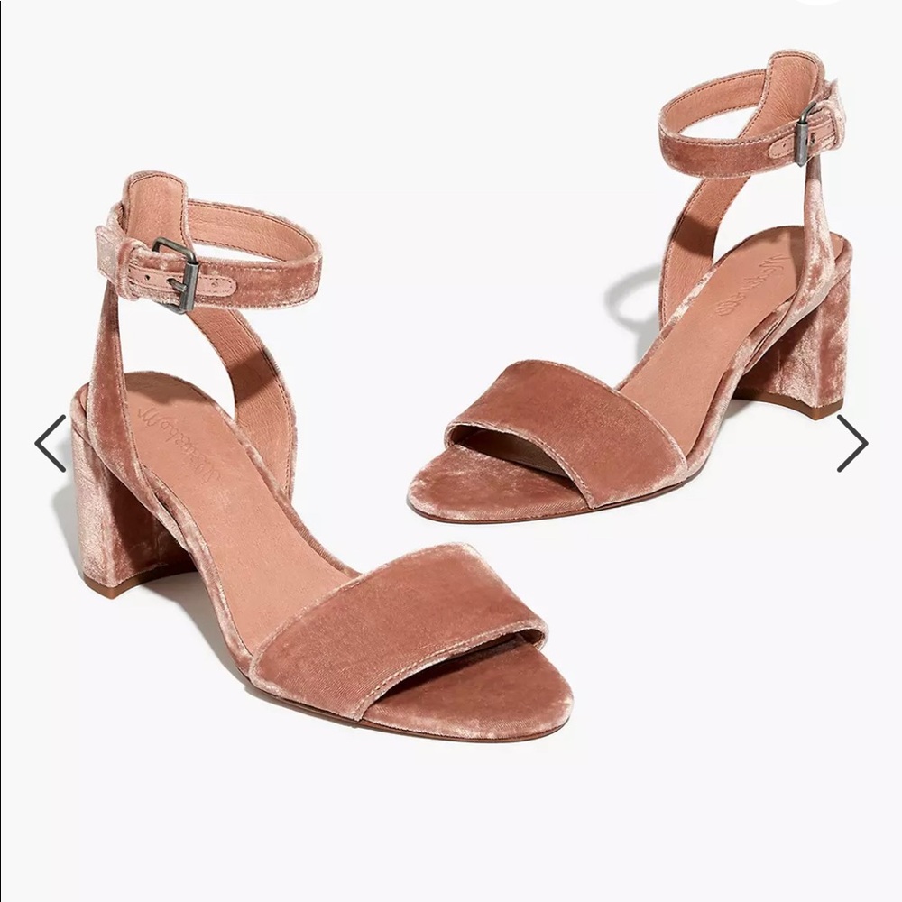 Velvet block heeled sandals